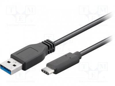 Кабел USB A/C TCAB-254 TYPE-C Кабел; USB 3.0,USB 3.1; USB A щепсел, USB C щепсел; 1m; черен
